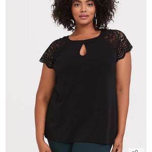 Torrid black studio knit keyhole lace top
